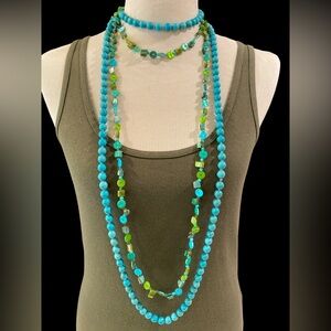 Dyed Howlite and Shell Layering Necklaces